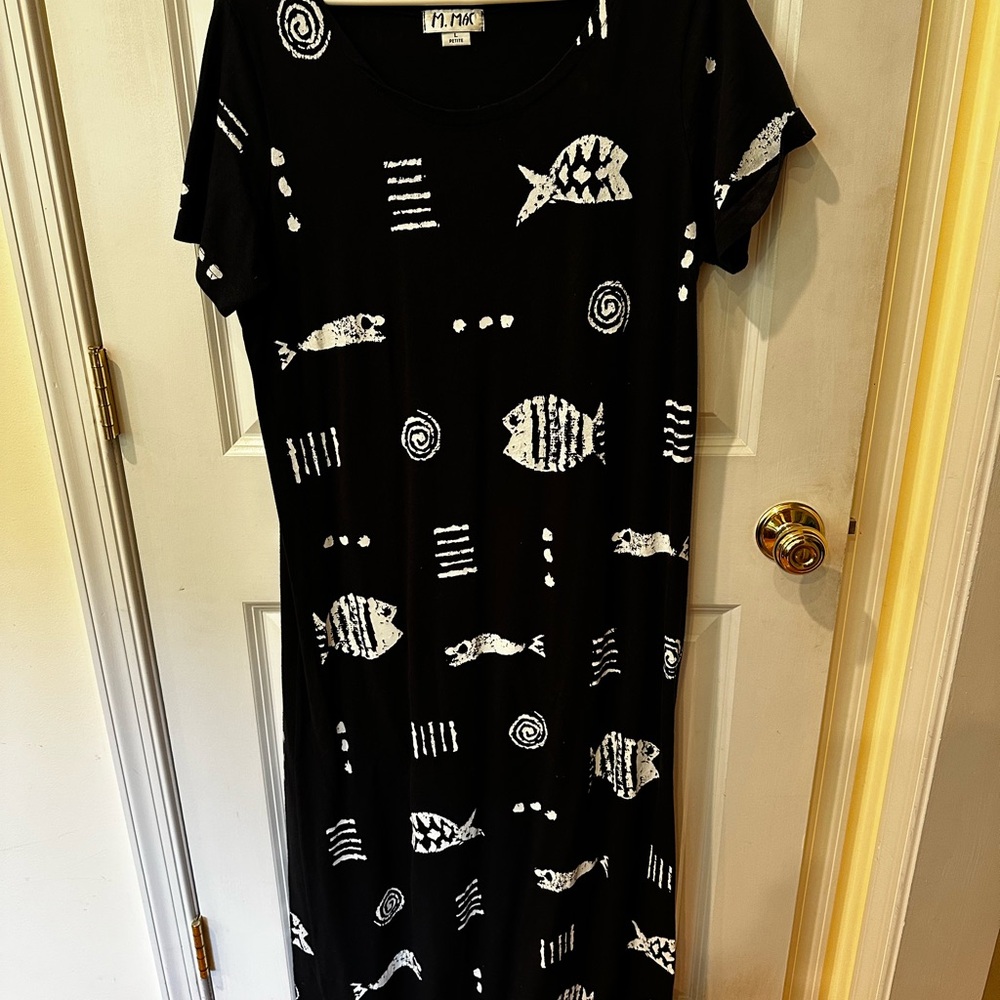 M. MAC Black and White Midi Dress.